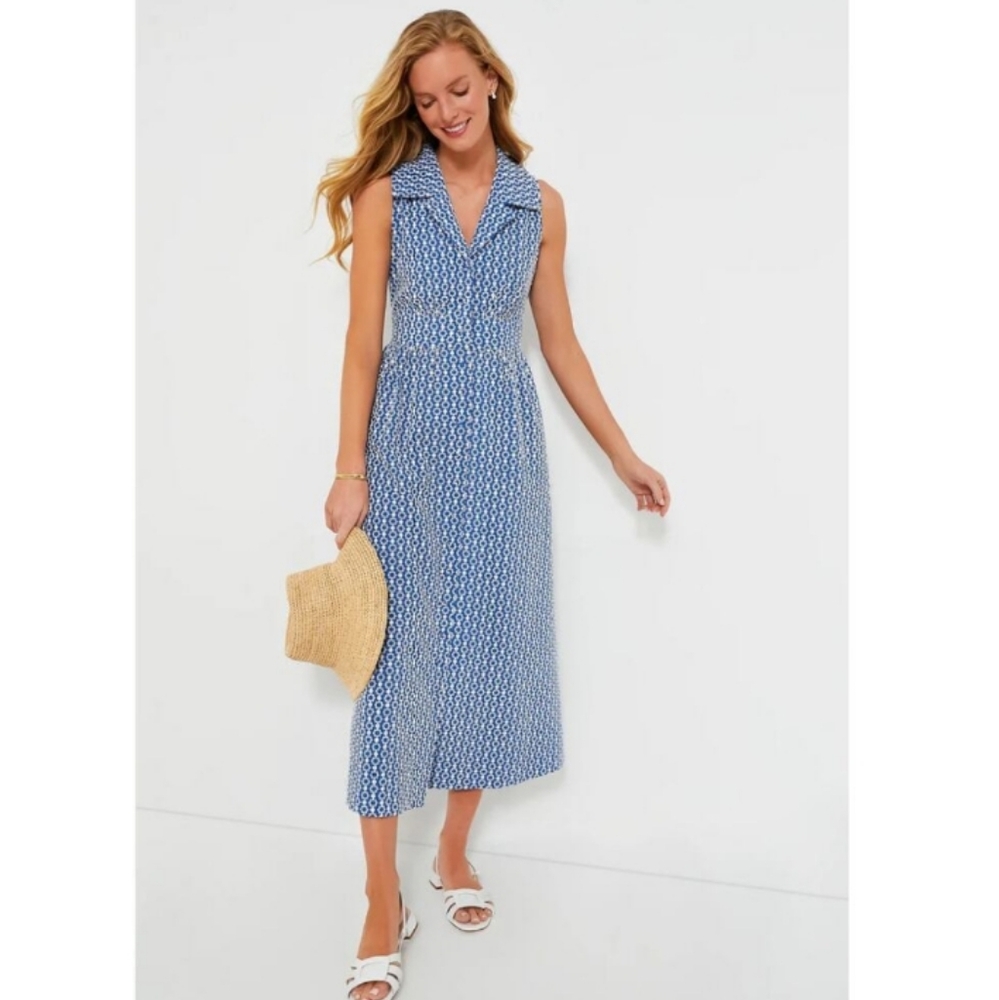 Tuckernuck Pomander Place Blue Eyelet Sleeveless Noelle Maxi Dress S - Picture 16 of 16
